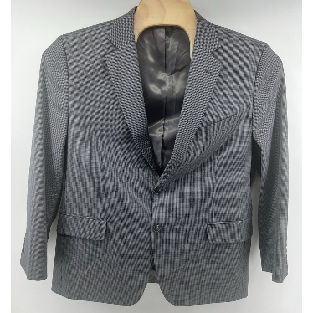 Stafford Year Round Sport Coat 44 Short Classic Fit 2 Button Houndstooth Gray